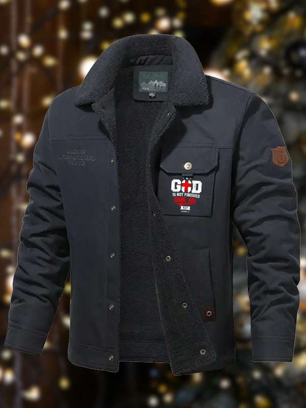 Men's God Is Not Finished With Me Philippians 1:5 Casual Fleece-Lined Jacket