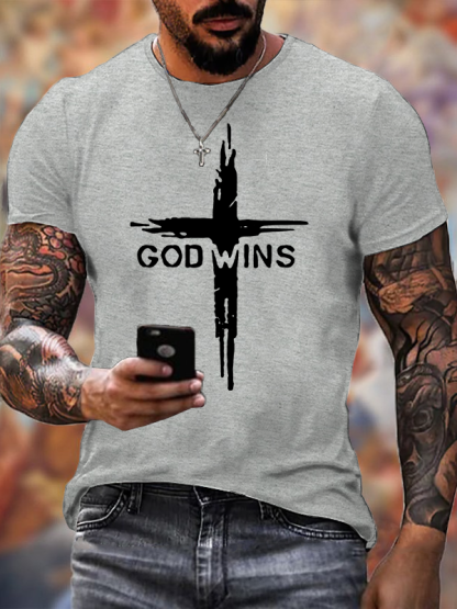 God Wins  Jesus God Christian Cotton T-Shirt