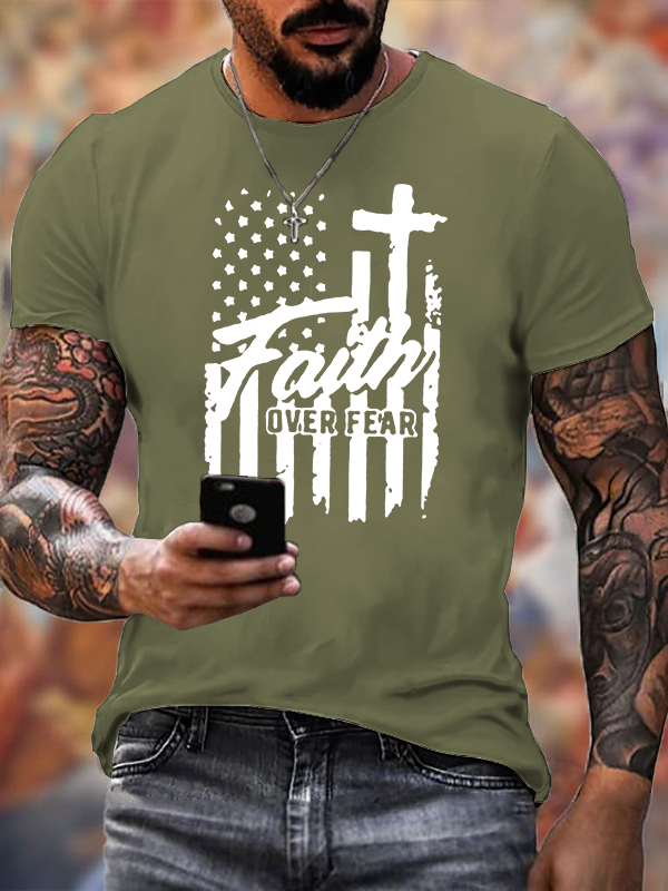 Faith Over Fear Jesus God Christian Cotton T-Shirt