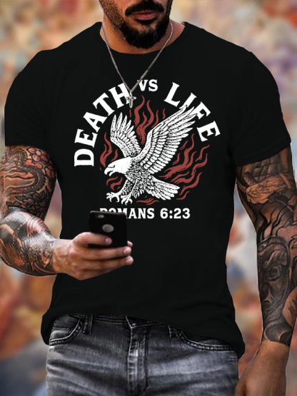 Death Vs Life Jesus God Christian Cotton T-Shirt