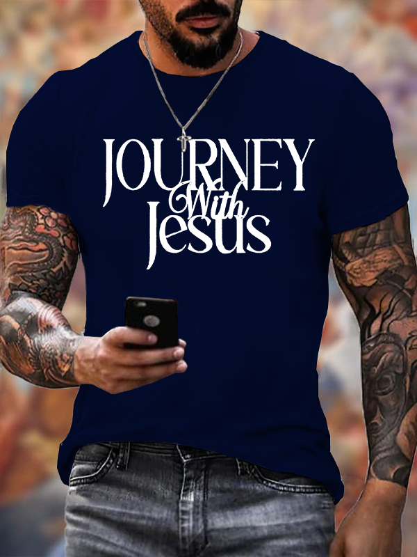 Journey With Jesus Jesus God Christian Cotton T-Shirt