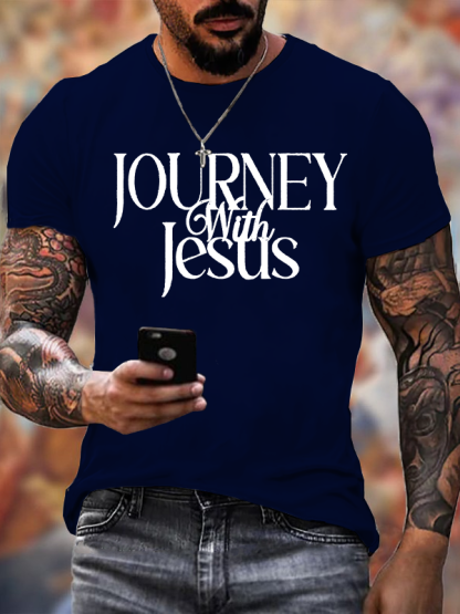 Journey With Jesus Jesus God Christian Cotton T-Shirt