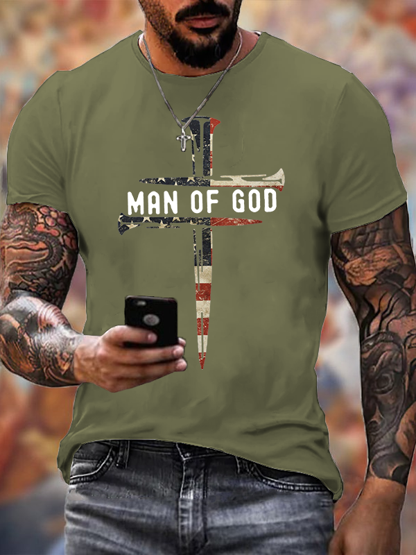 Man Of God Jesus God Christian Cotton T-Shirt