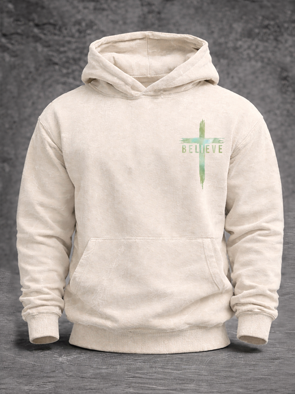 Believe Jesus God Christian Washed Hoodie