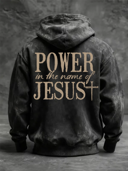 Power In The Name of Jesus Jesus God Christian Washed Hoodie