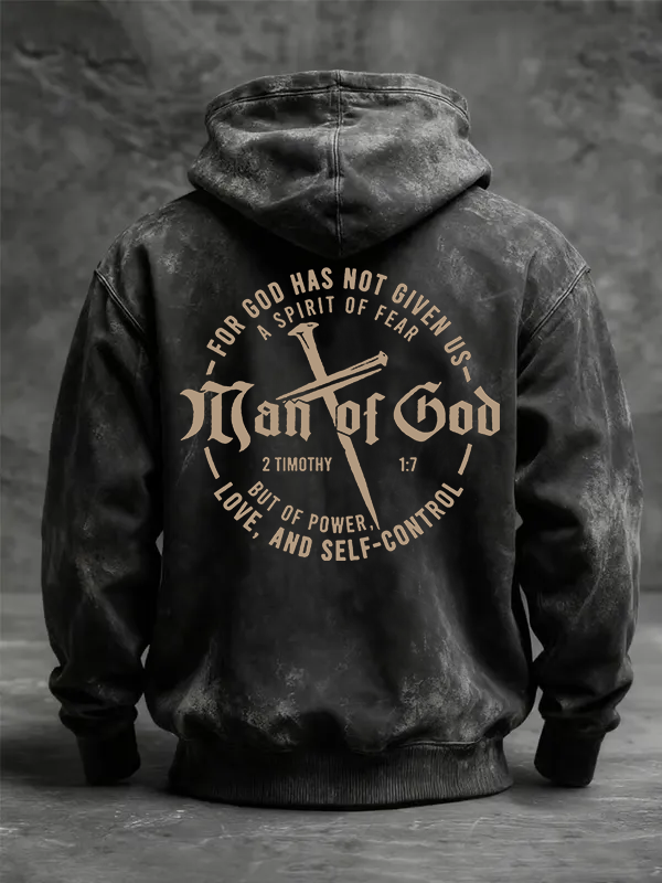 Man of God Jesus God Christian Washed Hoodie