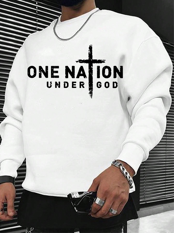 One Nation Under God Cross Christian Sweatshirt