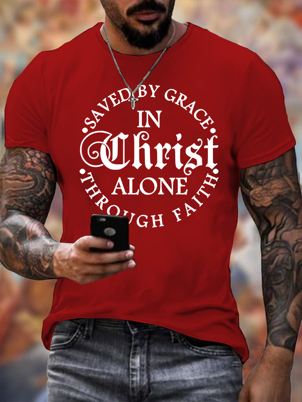 Saved By Grace  Jesus God Christian Cotton T-Shirt