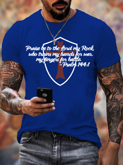 Praise Be To The Lord My Rock Jesus God Christian Cotton T-Shirt