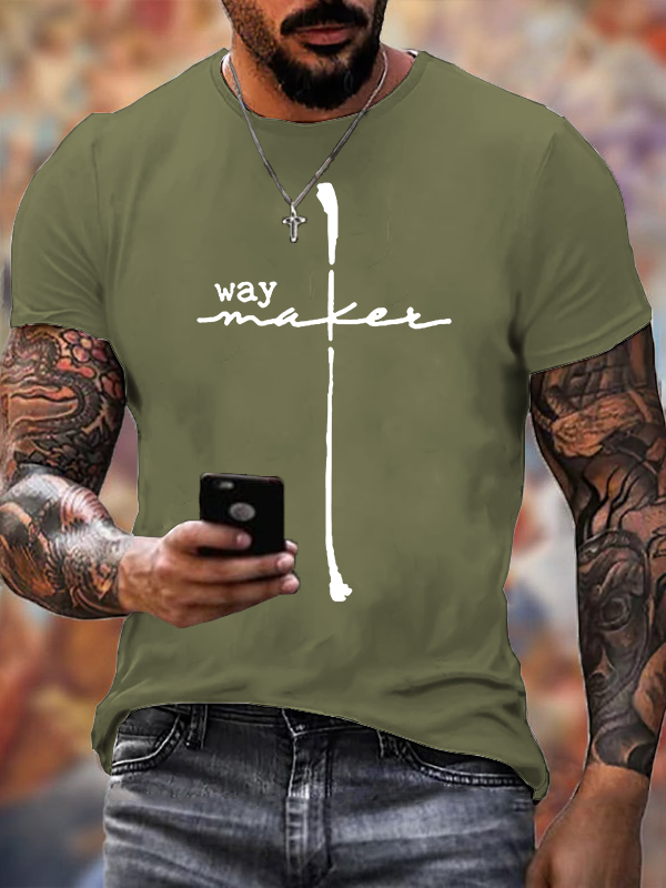 Waymaker Cross Jesus God Christian Cotton T-Shirt