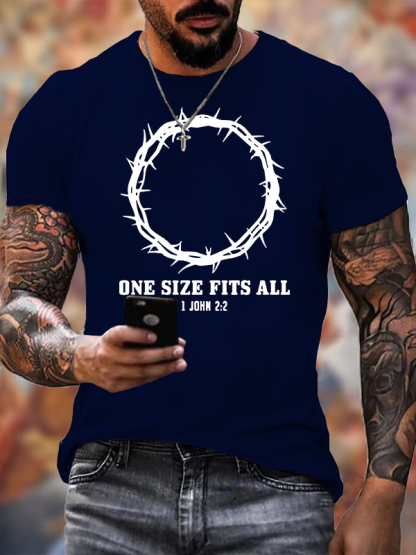 One Size Fits All Jesus God Christian Cotton T-Shirt