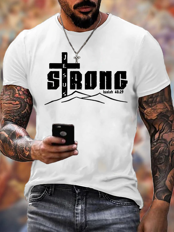 Jesus Strong Jesus God Christian Cotton T-Shirt