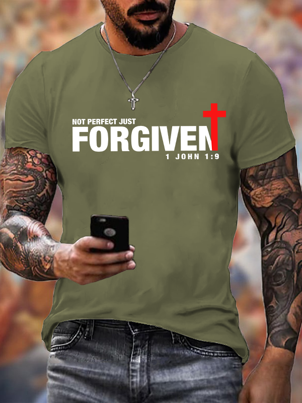 Not Perfect Just Foregiven Jesus God Christian Cotton T-Shirt