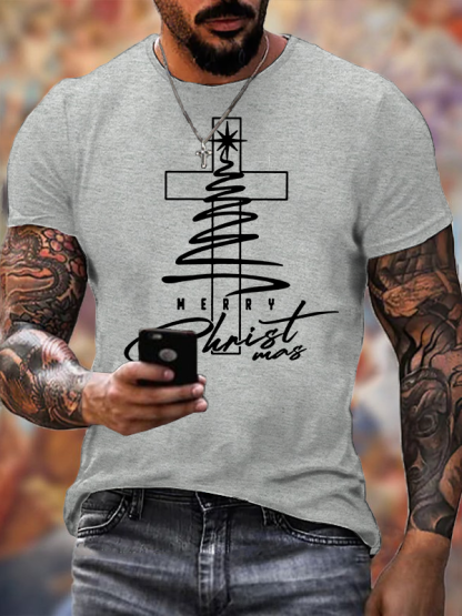 Christmas Cross Jesus God Christian Cotton T-Shirt