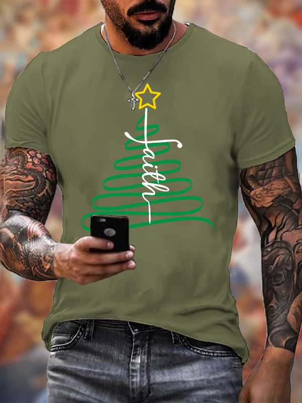 Christmas Cross Jesus God Christian Cotton T-Shirt