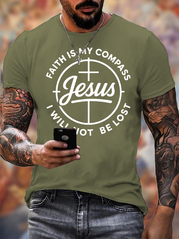 Faith Is My Compass Jesus God Christian Cotton T-Shirt