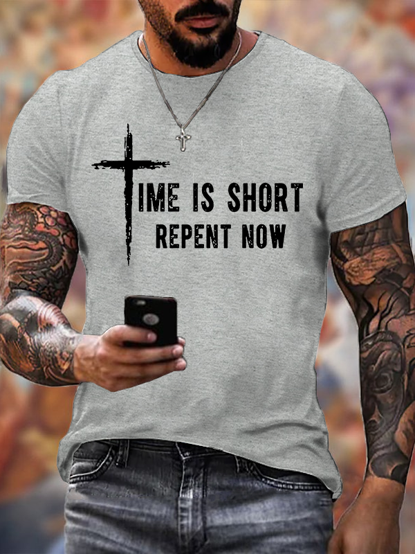 Repent Now Jesus God Christian Cotton T-Shirt