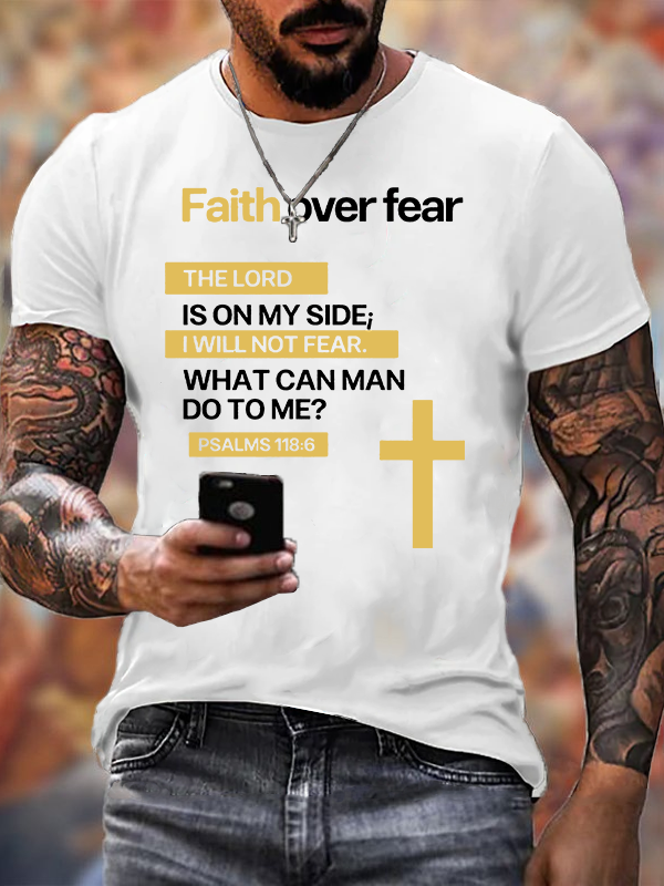 Faith Over Fear Jesus God Christian Cotton T-Shirt