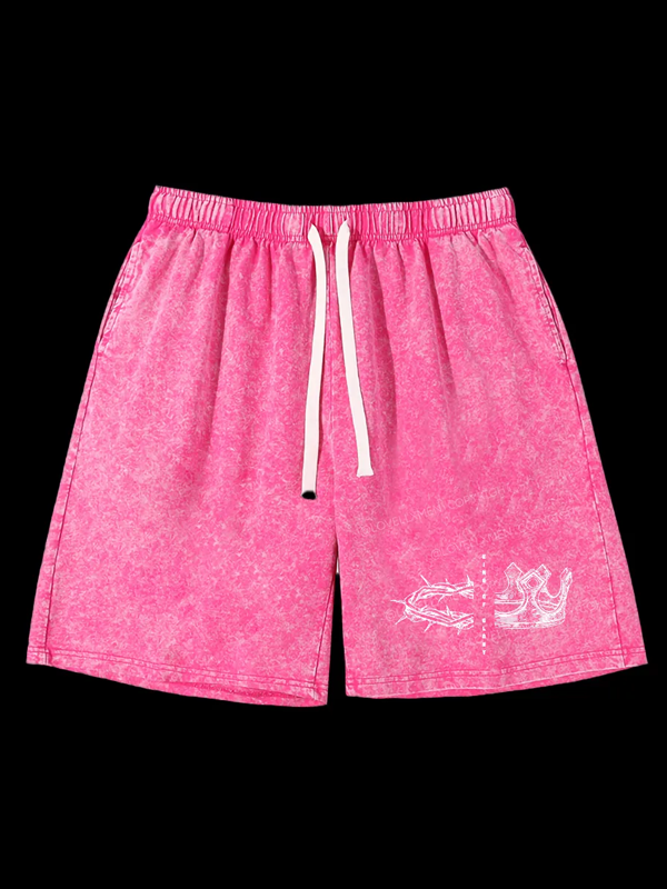 King Of Glory Jesus God Christian Washed Shorts
