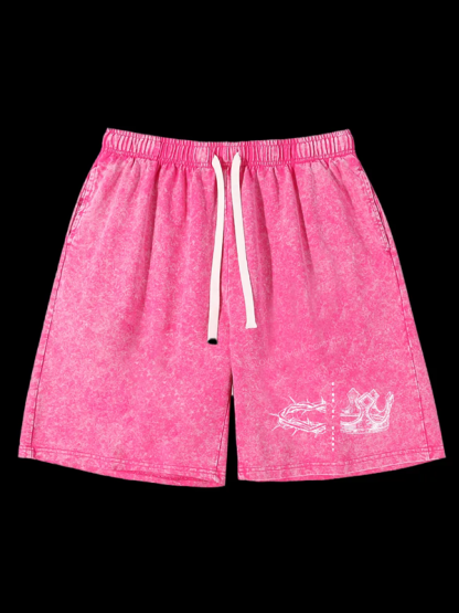 King Of Glory Jesus God Christian Washed Shorts