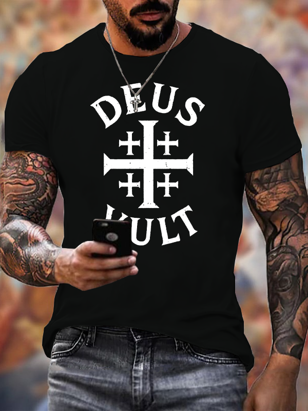 Deus Vult Jesus God Christian Cotton T-Shirt