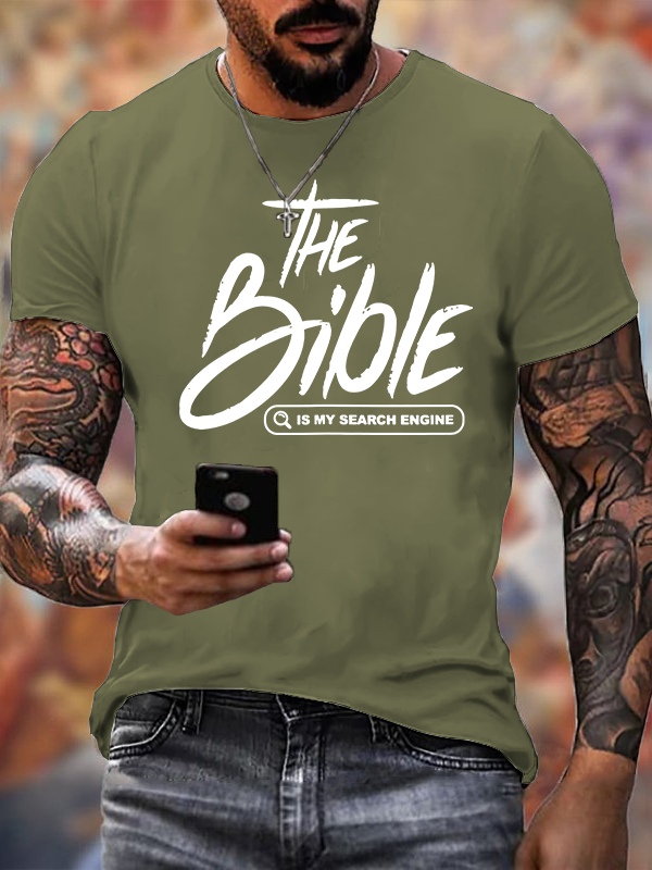 Bible Is My Search Engine Jesus God Christian Cotton T-Shirt