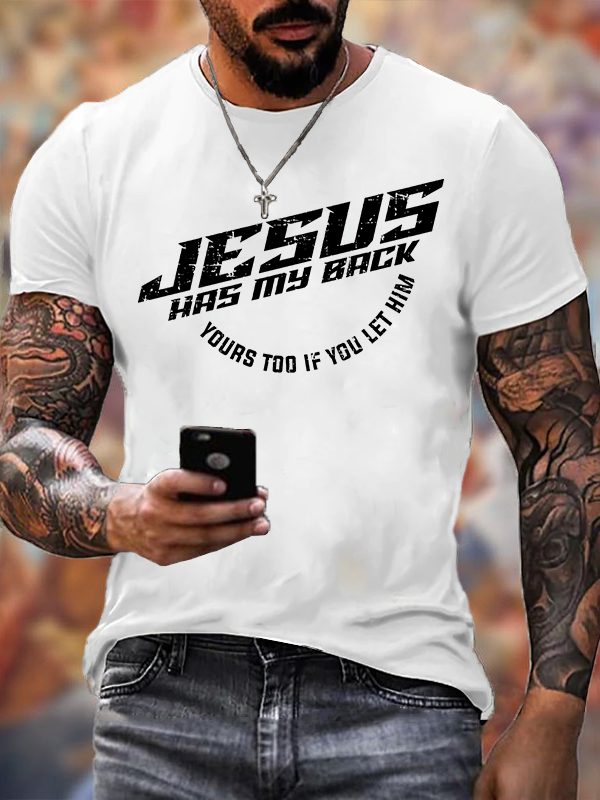 Jesus Has My Back Jesus God Christian Cotton T-Shirt