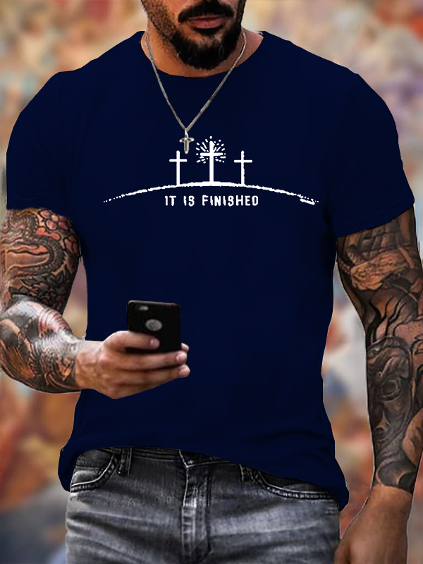 It Is Finished Cross  Jesus God Christian Cotton T-Shirt