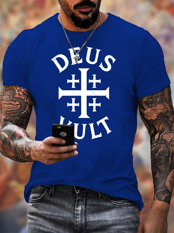 Deus Vult Jesus God Christian Cotton T-Shirt