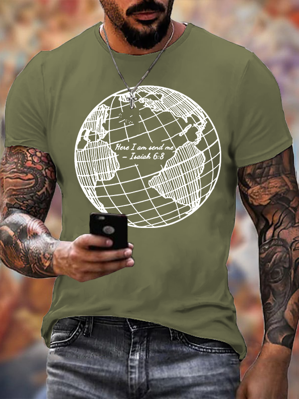 Here I Am Send Me Isaiah 6 ：8 Jesus God Christian Cotton T-Shirt