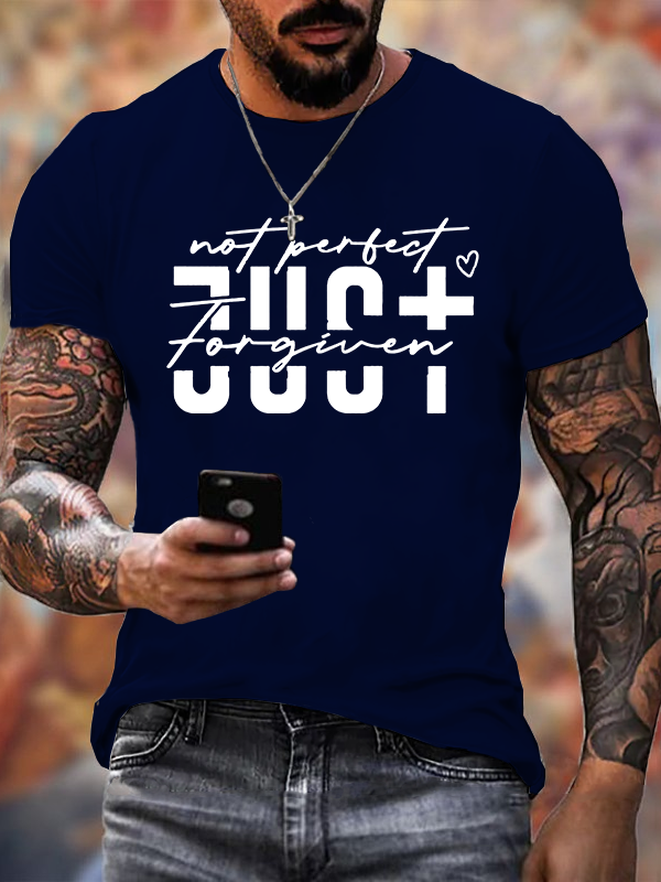 Not Perfect Just Forgiven  Jesus God Christian Cotton T-Shirt