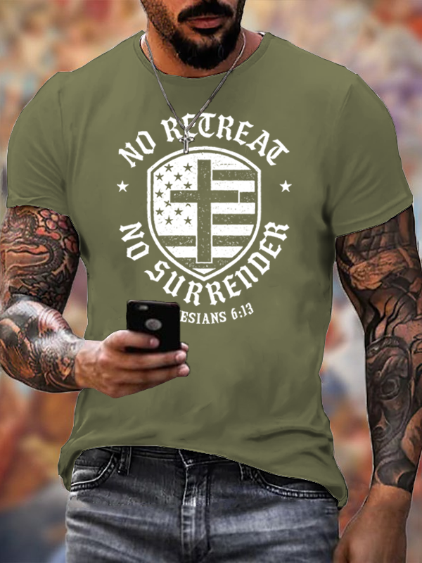 No Retreat Jesus God Christian Cotton T-Shirt