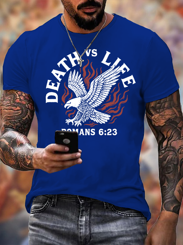 Death Vs Life Jesus God Christian Cotton T-Shirt