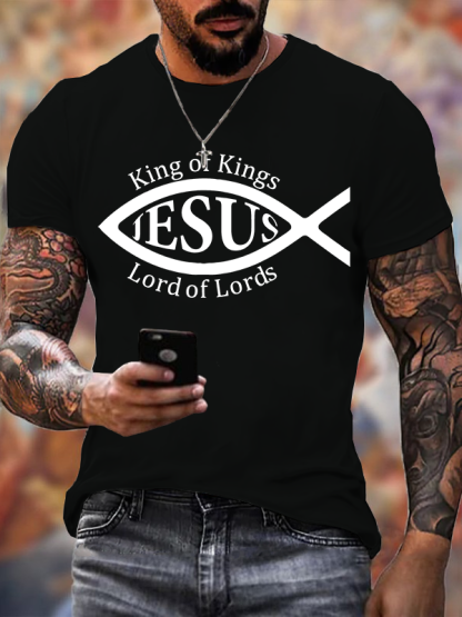 King of Kings Jesus is Lord of Lords Jesus God Christian Cotton T-Shirt