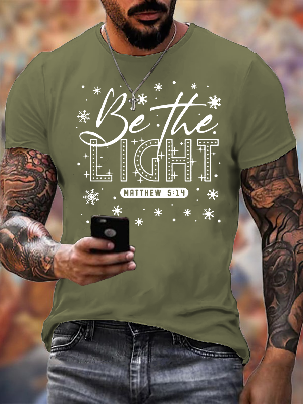 Merry Christmas Be The Light Cross Jesus God Christian Cotton T-Shirt