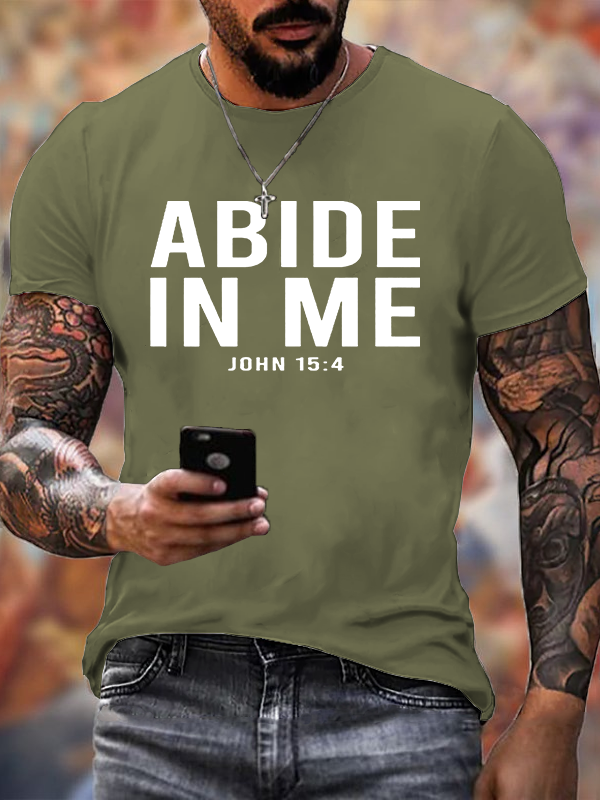 Abide in Me Jesus God Christian Cotton T-Shirt