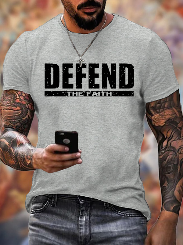 Defend The Faith Jesus God Christian Cotton T-Shirt