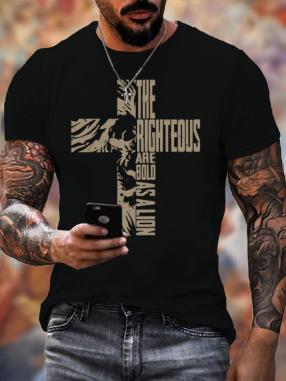 Bold as A Lion Jesus God Christian Cotton T-Shirt