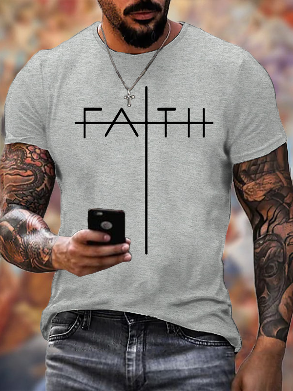 Simple Faith Cross Jesus God Christian Cotton T-Shirt