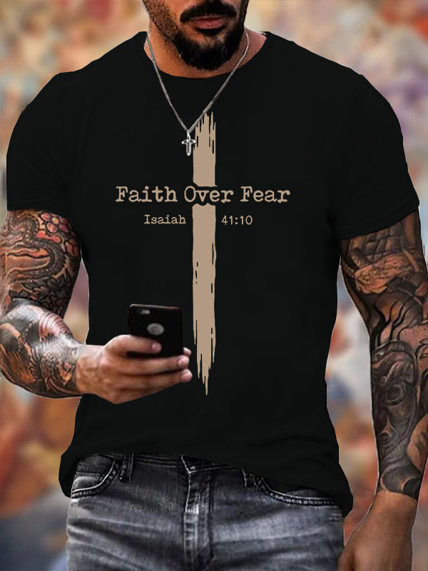 Faith Over Fear Jesus God Christian Cotton T-Shirt