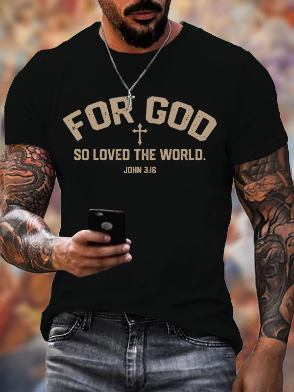 Man Of God Husband Dad Jesus God Christian Cotton T-Shirt