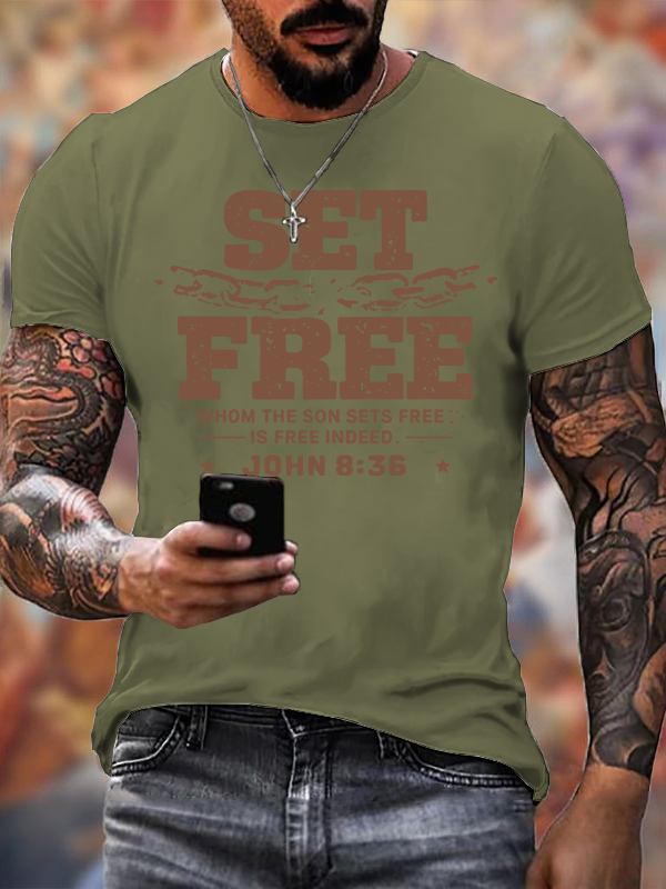 Set Free Jesus God Christian Cotton T-Shirt