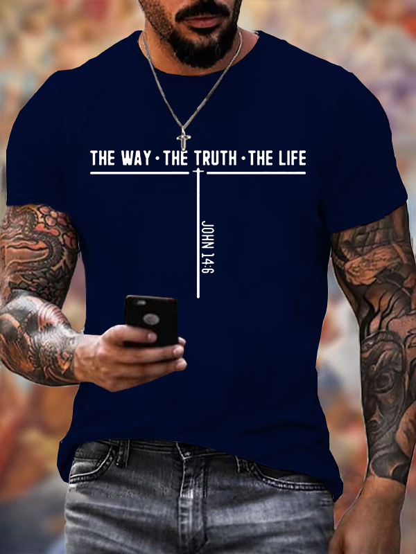 Jesus The Way Truth Life  Cross Jesus God Christian Cotton T-Shirt