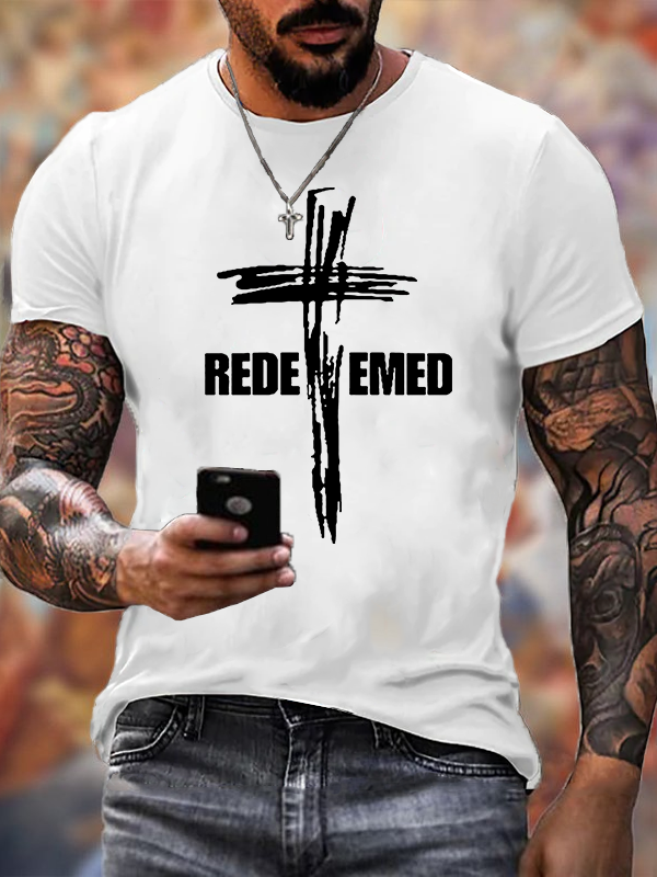 Redeemed Cross Jesus God Christian Cotton T-Shirt