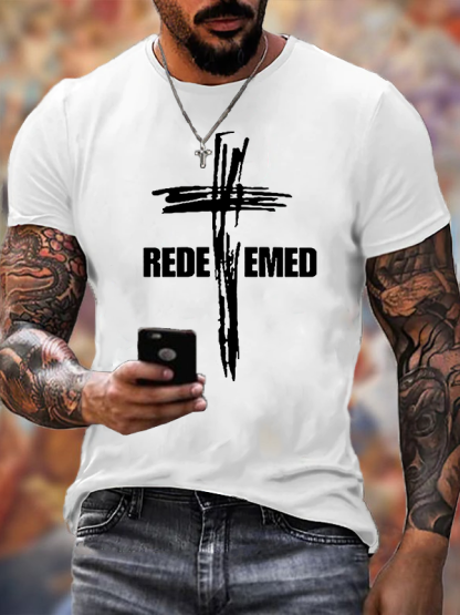 Redeemed Cross Jesus God Christian Cotton T-Shirt
