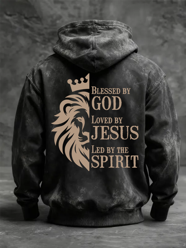 Blessed Loved Led Jesus God Christian Washed Hoodie