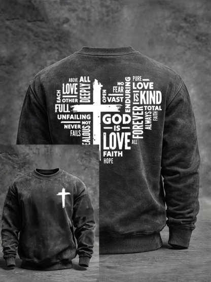 God is Love Jesus God Christian Washed Sweatshirt