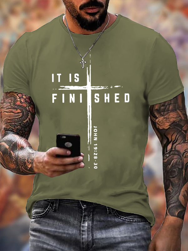 It Is Finished Jesus God Christian Cotton T-Shirt