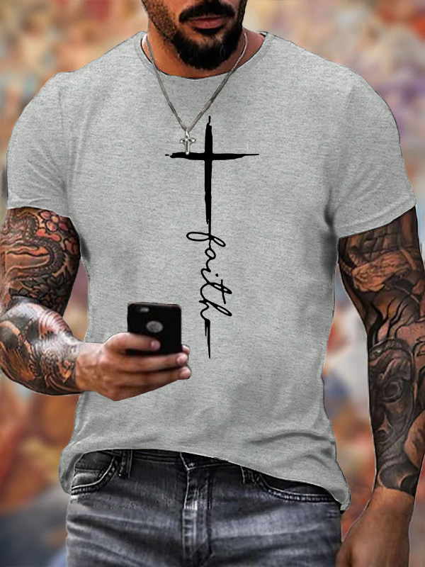 Faith Cross Jesus God Christian Cotton T-Shirt