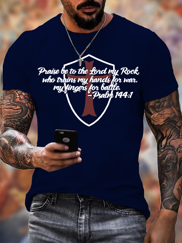 Praise Be To The Lord My Rock Jesus God Christian Cotton T-Shirt